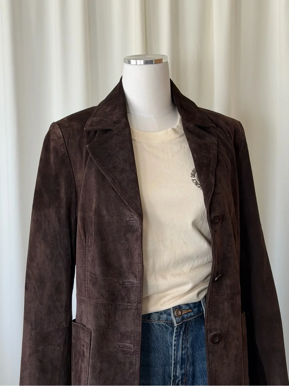 Vintage Y2K Bagatelle Brown Suede Leather Blazer Jacket Size 8. - Picture 7 of 14